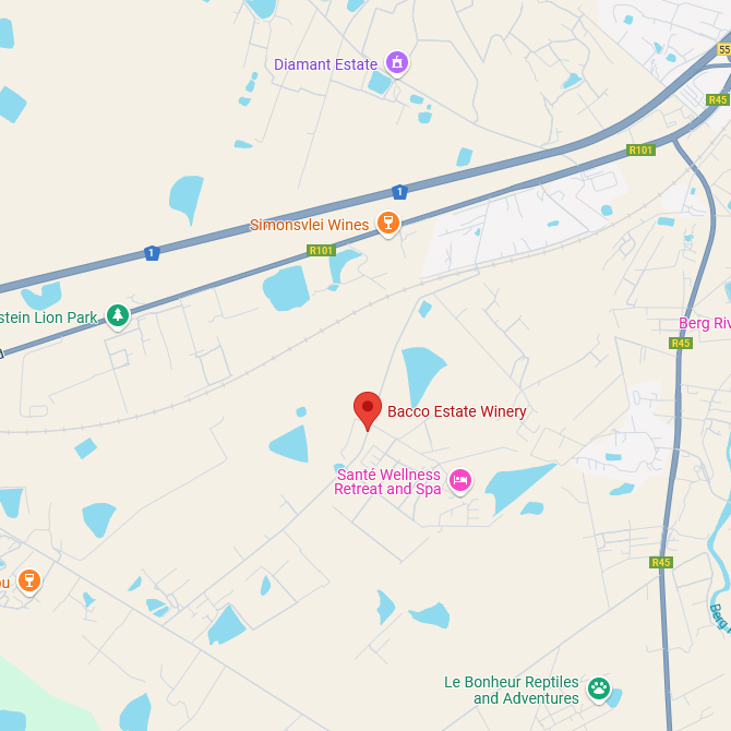 Bacco Estate Winery Karte